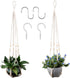 Macrame Plant Hanger for 5 to 10 Inch Plant Pots, Set of 2 Indoor Handmade 35 Inch Woven Rope Hanger Kits with Hooks and Wood Beads, Hanging Planter Basket Holder for Boho Home Decor (White, 2 Pack)