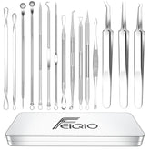 Pimple Popper Tool Kit, 15 PCS Blackhead Remover Comedone Acne Extractor Tools, Professional Sharp Stainless Skin Blemish Removal Pimple Tools with Metal Case