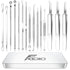 Pimple Popper Tool Kit, 15 PCS Blackhead Remover Comedone Acne Extractor Tools, Professional Sharp Stainless Skin Blemish Removal Pimple Tools with Metal Case