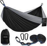 Camping Hammock, Portable Hammocks with Tree Straps & Attached Carry Bag, Camping Essentials Gear, Perfect for outside Indoor Hiking Beach Backpack Travel