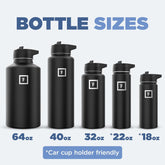 Camping & Hiking Hydration Flask with 3 Lids - Stainless Steel, Double Walled & Vacuum Insulated Water Bottle - Leak Proof & BPA Free (Midnight Black, Straw - 22 Oz)