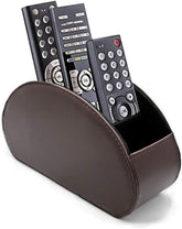 Remote Control Holder Organizer Table Desk Leather Control Storage TV Remote Control Organizer with 5 Spacious Compartments (Dark Brown)