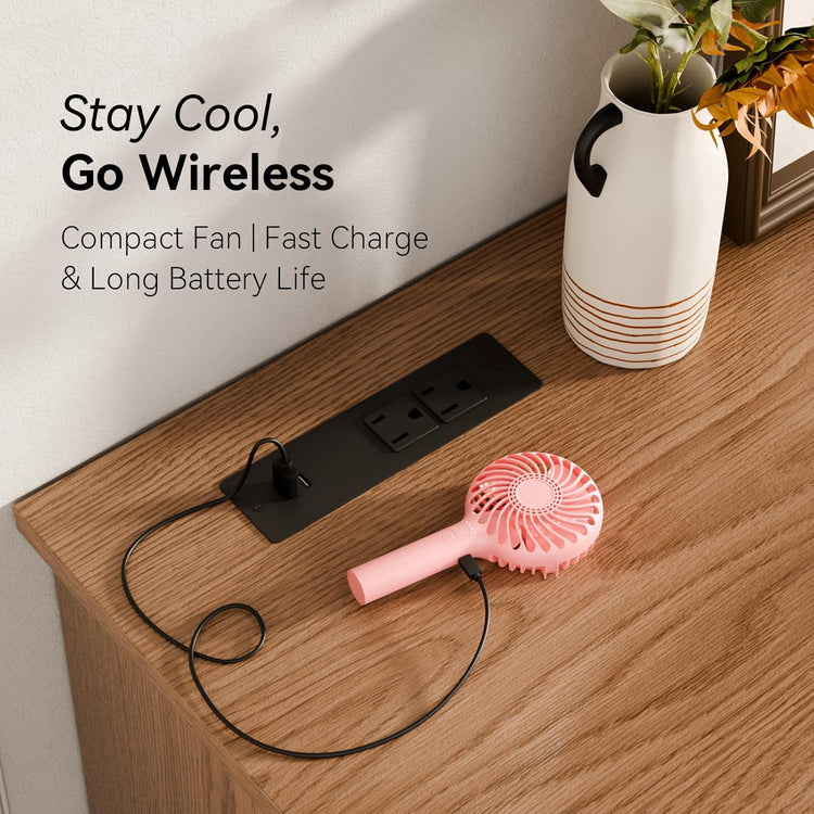 Handheld Fan Portable, Mini Hand Held Fan with USB Rechargeable Battery, 4 Speed Personal Desk Table Fan with Base, 3-10 Hours Operated Small Makeup Eyelash Fan for Women Girls Kids Outdoor