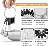 Measuring Cups and Magnetic Measuring Spoons Set,  Stainless Steel 8 Measuring Cups, 7 Double Sided Stackable Magnetic Measuring Spoons, 1 Leveler & 5 Mini Spoons - 21 Piece Black
