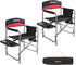2-Pack Camping Folding Director Chairs with Side Table & Storage, Red