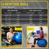 Exercise Ball - Yoga Ball in Multiple Sizes for Workout, Pregnancy, Stability - Anti-Burst Swiss Balance Ball W/Quick Pump - Fitness Ball Chair for Office, Home, Gym