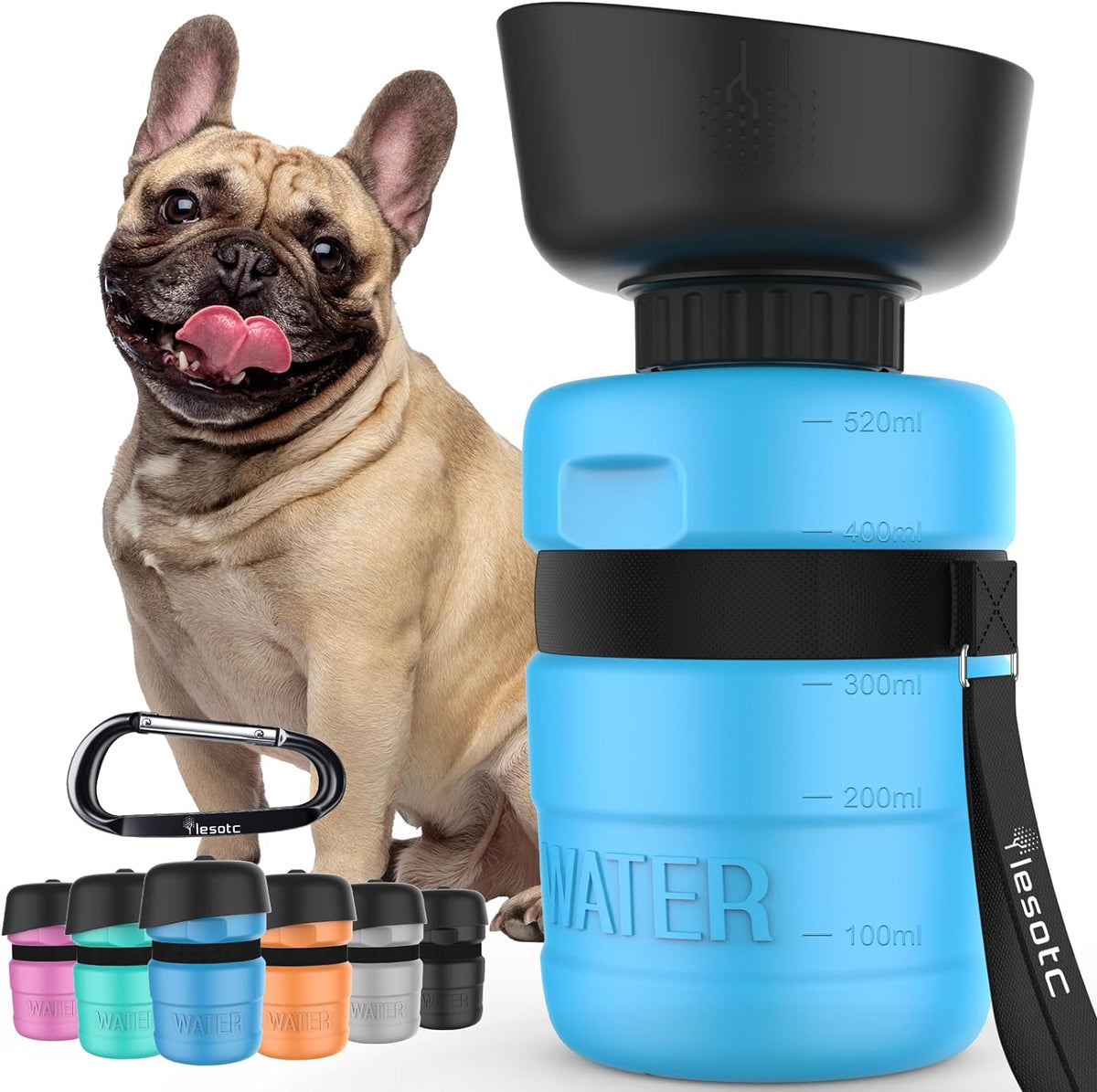 Dog Water Bottle, Portable Water Dispenser with Bowl, Leak Proof Pet Travel Squeeze Bottle, Puppy Essentials Dog Stuff Accessories for Outdoor Walking, Hiking, Camping