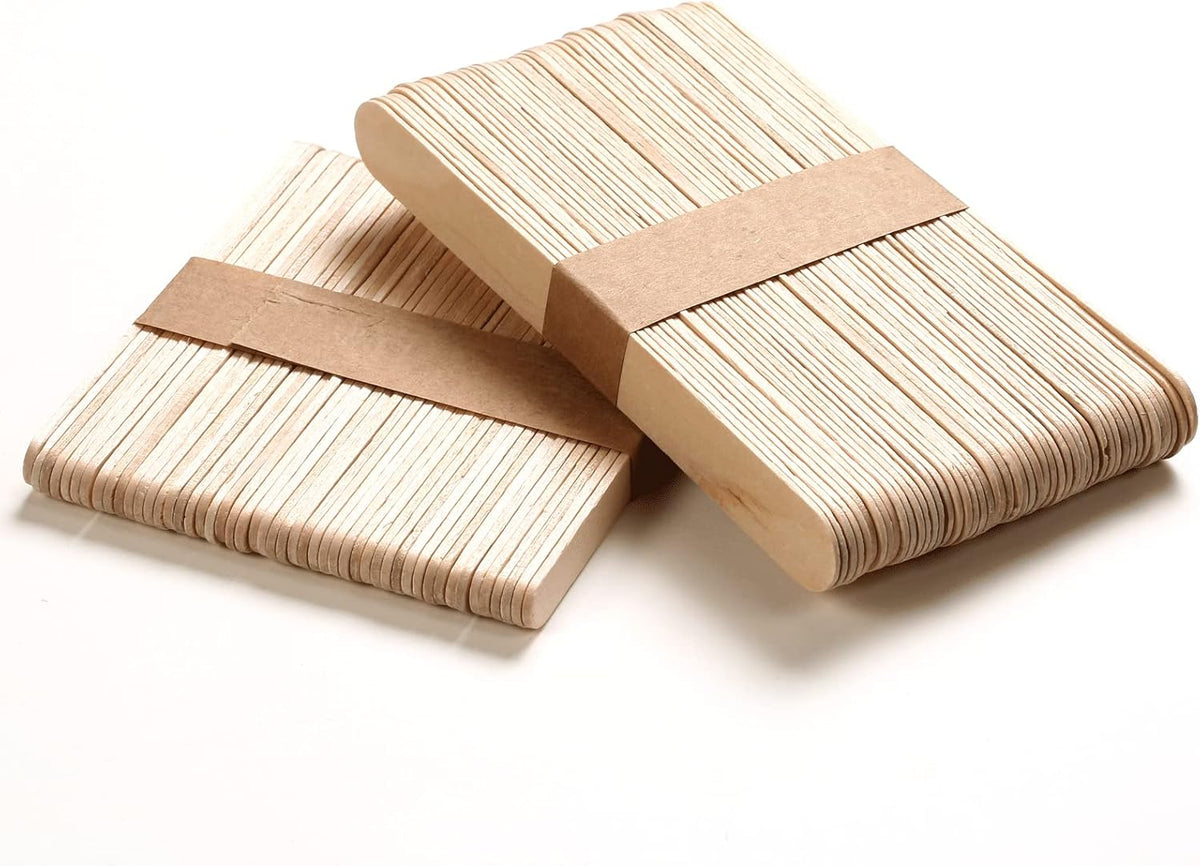 4 Style Assorted Wax Applicators - 300 Pcs Wooden Spatulas for Body, Legs, Face, Eyebrow Hair Removal or Wood Crafts