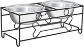 Elevated Dog and Cat Bowls - Decorative 6.5-Inch-Tall Raised Stand with 2 Stainless-Steel Food and Water Bowls - Hold 40Oz Each by  (Black)