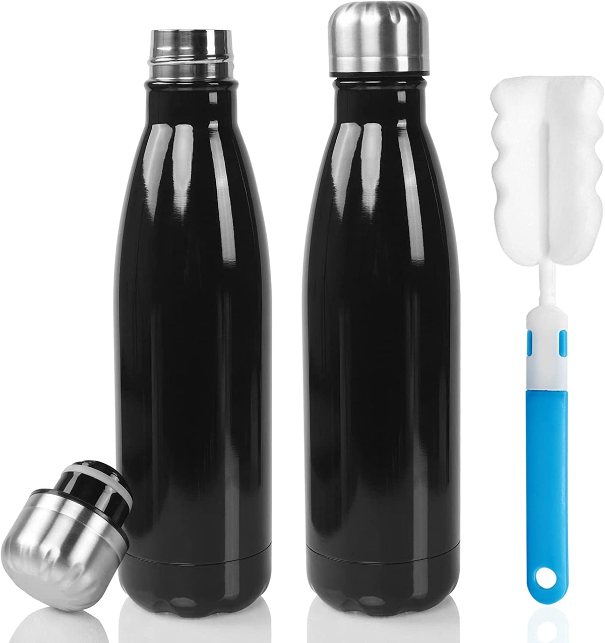 Insulated Water Bottle, 17 Oz Stainless Steel Water Bottles, Double Wall Vacuum Reusable Water Bottles Leak Proof BPA-FREE Sports Bottle Cup Keep Hot&Cold for Running Gym Workout Cycling Kids