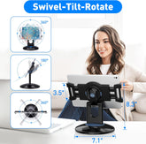 Retail Kiosk Ipad Stand, 360° Rotating Commercial POS Tablet Stand, Fits 6"-13" (Screens) Ipad Mini Pro-Business Swivel Tablet Holder, for Store Office Reception Kitchen Desktop (Black)
