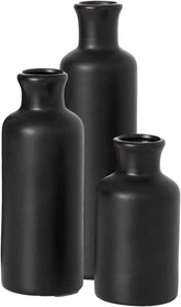 Ceramic Black Vase Set, Modern Home Decor Decorative Vases for Your Kitchen, Bedroom, Office, Living Room, Bathroom, & Shelf Decor, Centerpiece Table Decorations, Small Vases (CM3038)