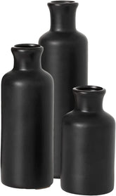 Ceramic Black Vase Set, Modern Home Decor Decorative Vases for Your Kitchen, Bedroom, Office, Living Room, Bathroom, & Shelf Decor, Centerpiece Table Decorations, Small Vases (CM3038)