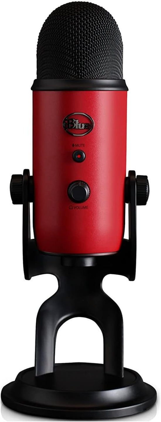 Yeti USB Mic,  VO!CE Software, 4 Pickup Patterns, Headphone Output & Volume Control, Plug & Play, Satin Red