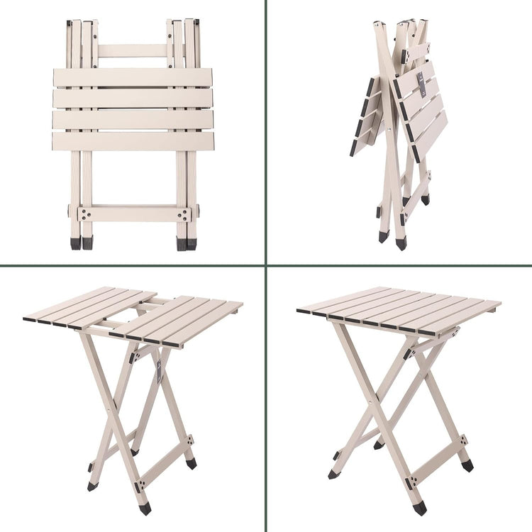 Folding Camping Table - Lightweight Aluminum Portable Picnic Table, 18.5X18.5X24.5 Inch for Cooking, Beach, Hiking, Travel, Fishing, BBQ, Indoor Outdoor Small Foldable Camp Tables
