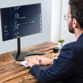Single Monitor Stand for 13-32 Inch Computer Screens, Freestanding Single Monitors Arm Desk Mount, Universal VESA Monitor Mount 75X75/100X100Mm, Adjustable Height and Angle, (MF001), Black