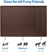 100% Waterproof Dog Food Mat, Raised Edges Silicone Pet Feeding Placemat for Cat, Dogs, Pet Bowls, High Lipped Tray Prevents Water Spills, Food on Floor, Dishwasher Safe, 24X16, Brown