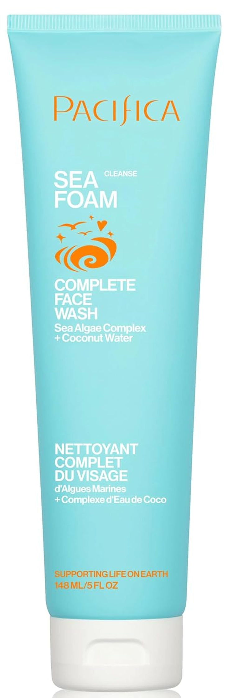 Beauty Sea Foam Face Cleanser, Daily Gentle Foaming Face Wash, with Coconut Water + Sea Algae Complex, Removes Makeup, for Combination and Oily Skin, Vegan and Cruelty Free, Clean Skin Care