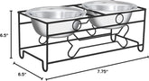 Elevated Dog and Cat Bowls - Decorative 6.5-Inch-Tall Raised Stand with 2 Stainless-Steel Food and Water Bowls - Hold 40Oz Each by  (Black)