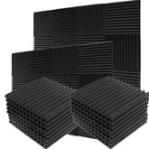 24 Pack Acoustic Panels Studio Soundproofing Foam Wedges Panels, 1" X 12" X 12" Sound Insulation Absorbing, Black