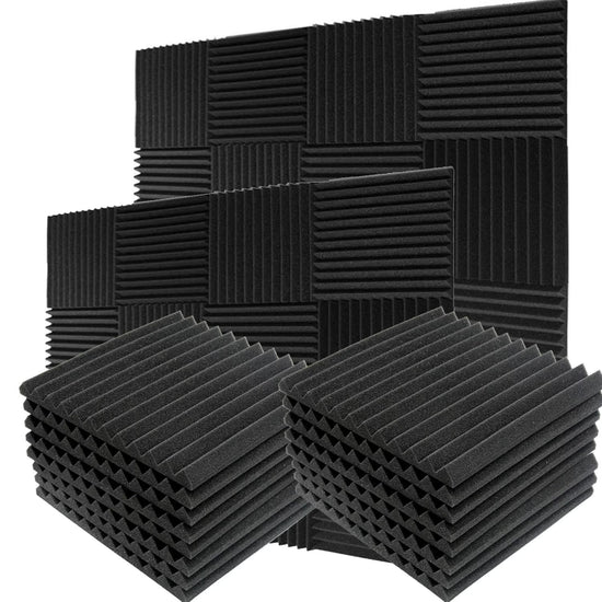 24 Pack Acoustic Panels Studio Soundproofing Foam Wedges Panels, 1" X 12" X 12" Sound Insulation Absorbing, Black