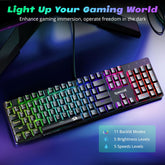 Mechanical Gaming Keyboard Wired, 11 Programmable Backlit Modes, Hot-Swappable Red Switch, Anti-Ghosting, Double-Shot PBT Keycaps, Light up Keyboard for PC Mac