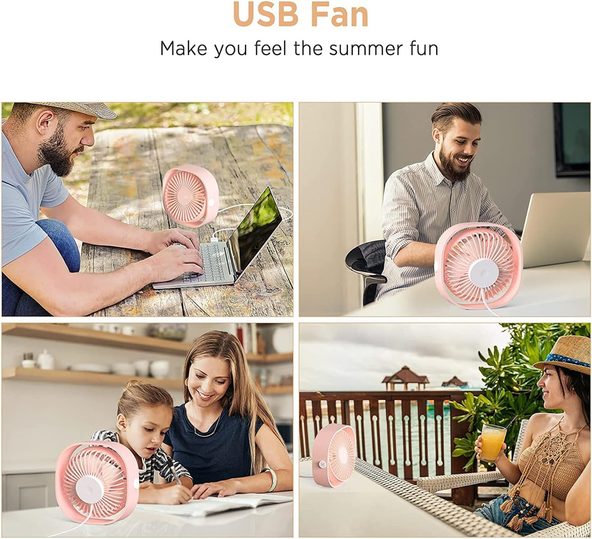 USB Small Desk Fan, Slumber Pod Fan [360°Rotatable Head &Powerful ] 3 Speeds Portable Personal Table Travel Fan for Sleeping Desk Cruise Ship Dorm Bedroom Office Office (No Battery)