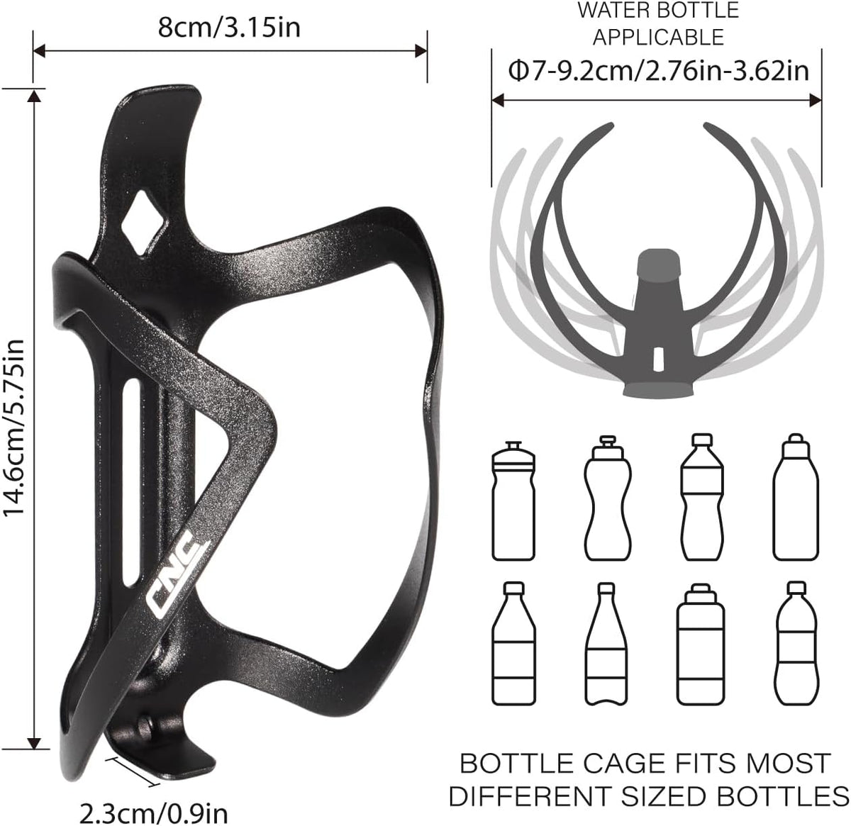 Bike Water Bottle Holder, 2-Pack Bike Water Bottle Cage for Road Bike/Mountain Bike，Black