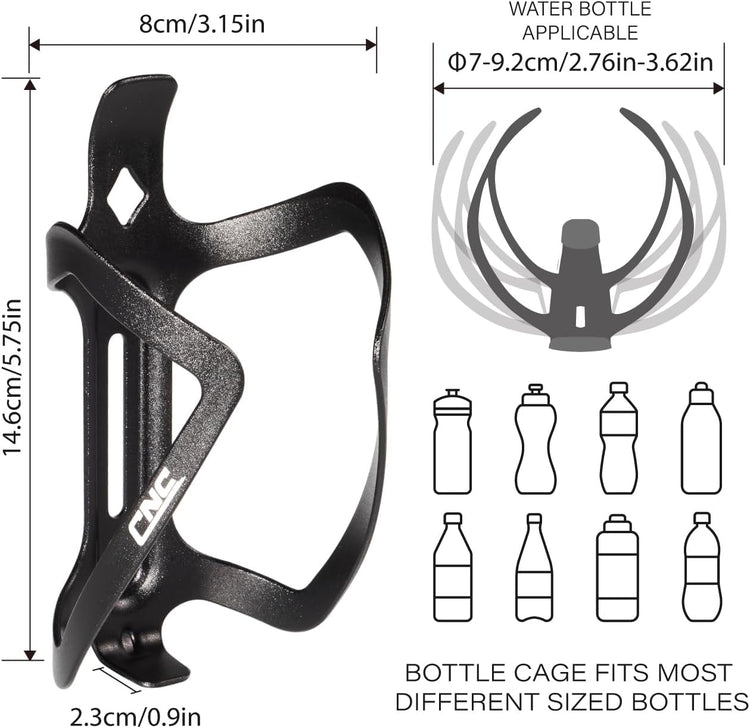 Bike Water Bottle Holder, 2-Pack Bike Water Bottle Cage for Road Bike/Mountain Bike，Black