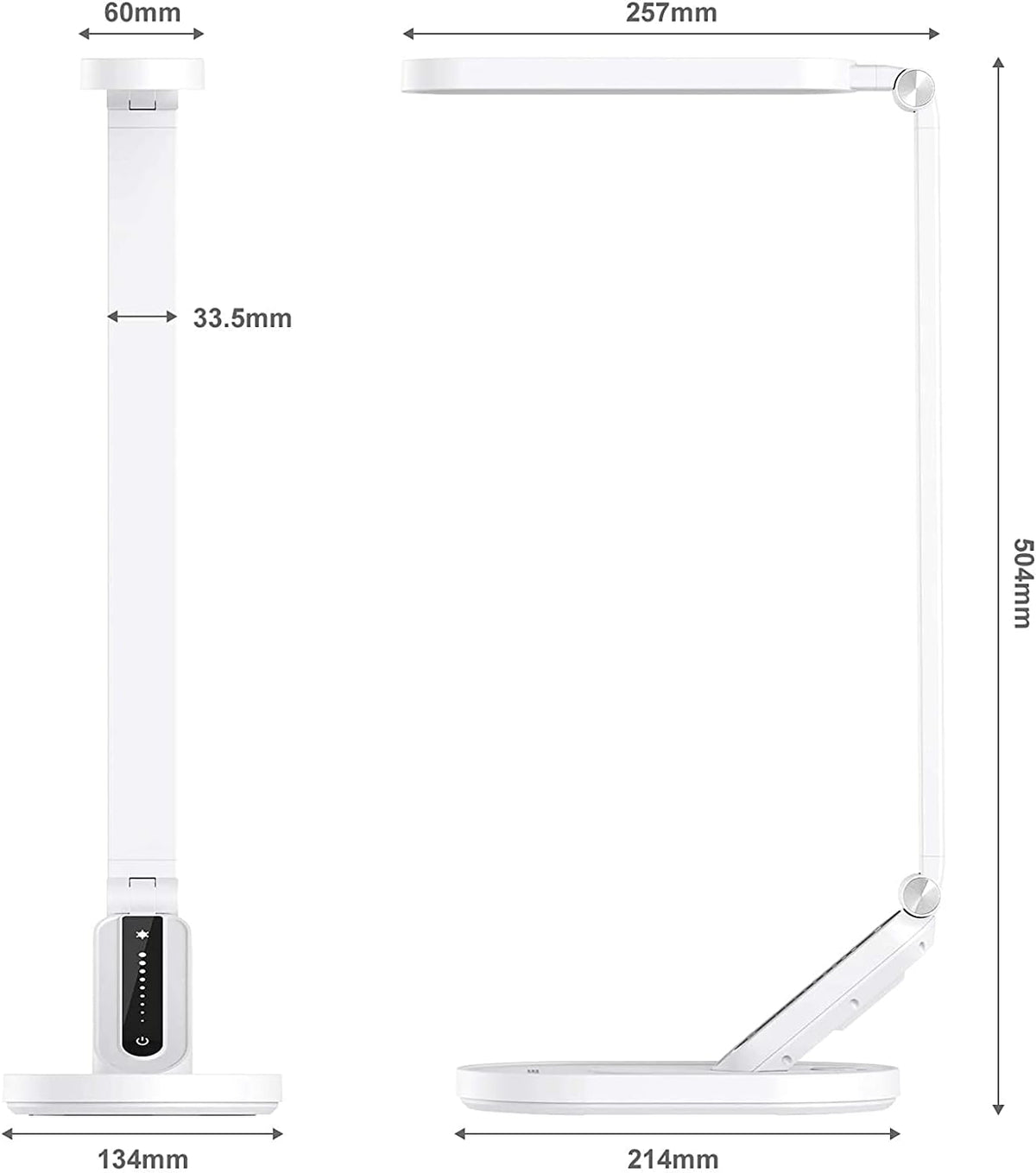 Desk Lamp, for Eye Care, Dimmable Table Lamp with 5 Colour Modes, 72 Leds with USB Charging Port, Touch Control and Memory Function, Office Lamp
