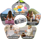 Picnic Blankets Outdoor Extra Large - Waterproof Picnic Blanket with Carry Strap | Machine Washable Picnic Mat with Sandproof Backing for Park,Grass,Hiking,Travel,Concerts,Indoor(Aegean Blue)