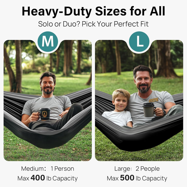 Camping Hammock, Portable Hammocks with Tree Straps & Attached Carry Bag, Camping Essentials Gear, Perfect for outside Indoor Hiking Beach Backpack Travel