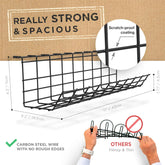under Desk Cable Tray, Modern Black, 17 Inch, Maximises Airflow, Easy to Install, Modular Cable Rack Storage Shelf