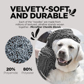 Soggy Doggy Super Shammy Dog Towel | Gray | 31” X 14” | Microfiber Chenille Towel for Drying Dogs and Cleaning Paws | Fast Drying with Hand Pockets for Ease