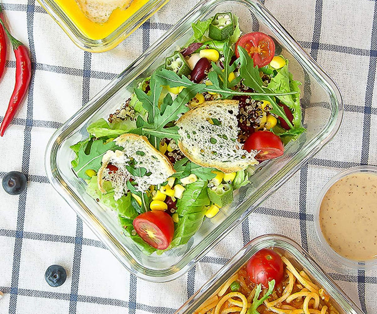 10-Pack Glass Food Storage Container with Lids, Airtight Lunch Bento Boxes, Glass Meal Prep Container,Microwave, Oven, Freezer and Dishwasher Friendly