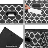 Cube Storage Organizer Bins 13X13 - Fabric Storage Cubes Bin Foldable Baskets Square Box with Labels and Dual Plastic Handles for Shelf, Nursery, Cabinet, Clothes, Toys, Set of 4 (Black)