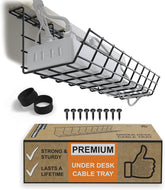 under Desk Cable Tray, Modern Black, 17 Inch, Maximises Airflow, Easy to Install, Modular Cable Rack Storage Shelf