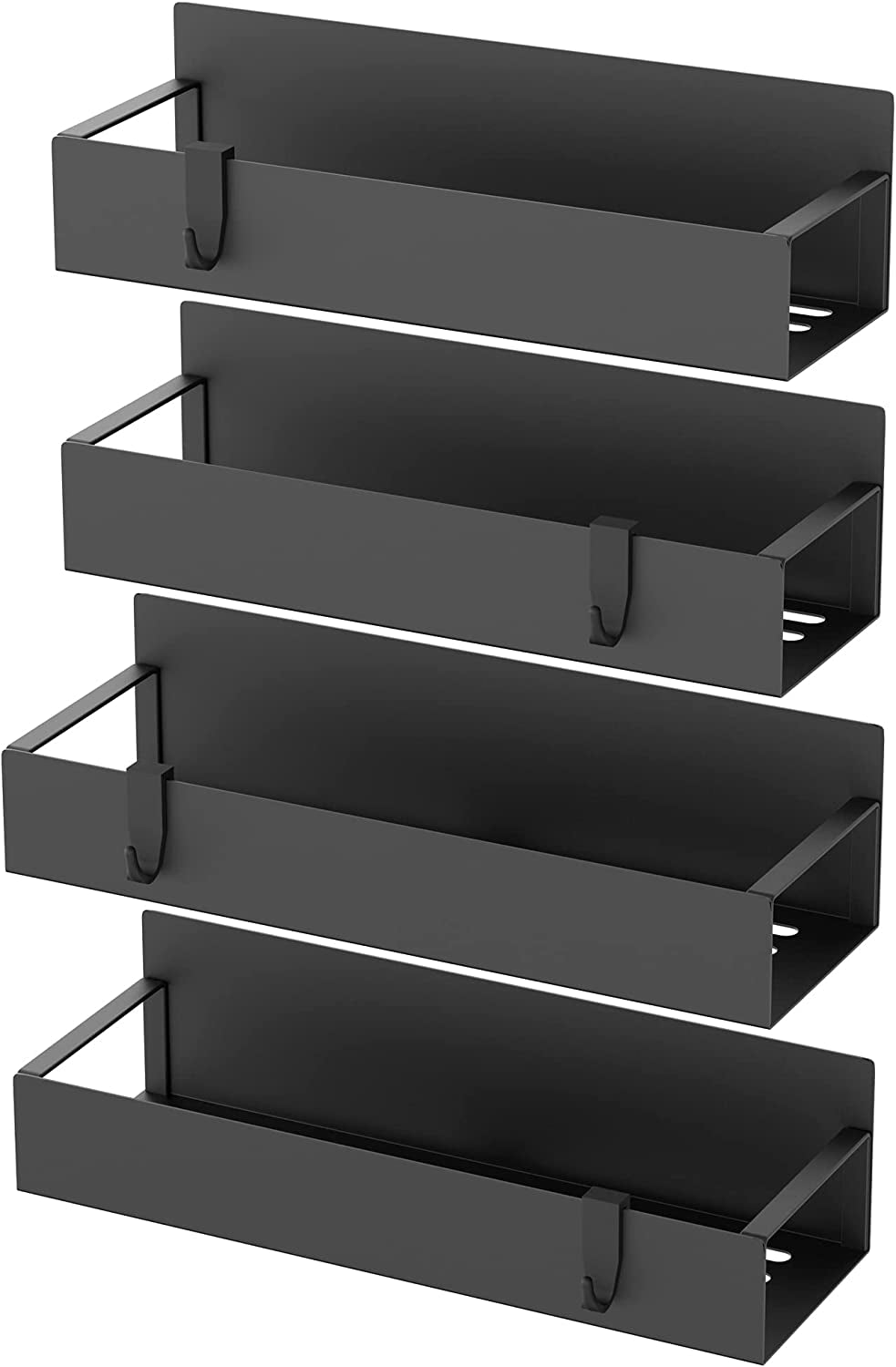 Metal 4 Pack Magnetic Spice Storage Rack Organizer for Refrigerator and Oven, Black Fridge Organizers and Storage