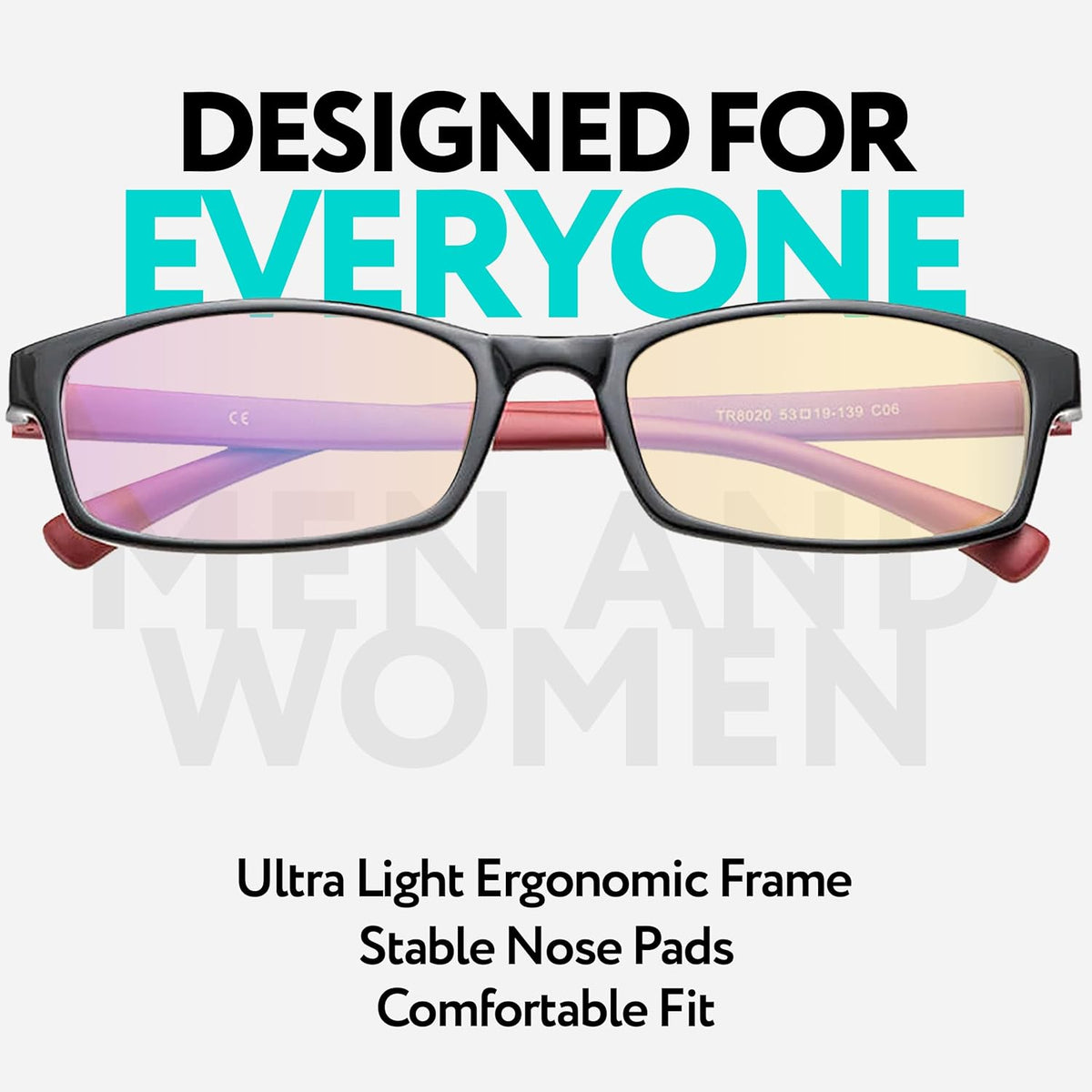 Blue Light Reading Glasses for Men and Women, Anti-Glare for Computer Use with Clear Lens 0.5 Diopters