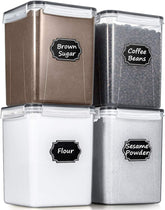 Large Food Storage Containers 5.2L /175Oz, 4 Piece BPA Free Plastic Airtight Food Storage Containers for Flour, Sugar, Baking Supplies, Kitchen & Pantry Containers with 20 Labels