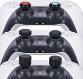 Water Transfer Printing Silicone Thickened Cover Skin Case for PS5 Controller X 1(Leaves Red) with Thumb Grips X 10