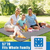 Picnic Blankets Outdoor Extra Large - Waterproof Picnic Blanket with Carry Strap | Machine Washable Picnic Mat with Sandproof Backing for Park,Grass,Hiking,Travel,Concerts,Indoor(Aegean Blue)