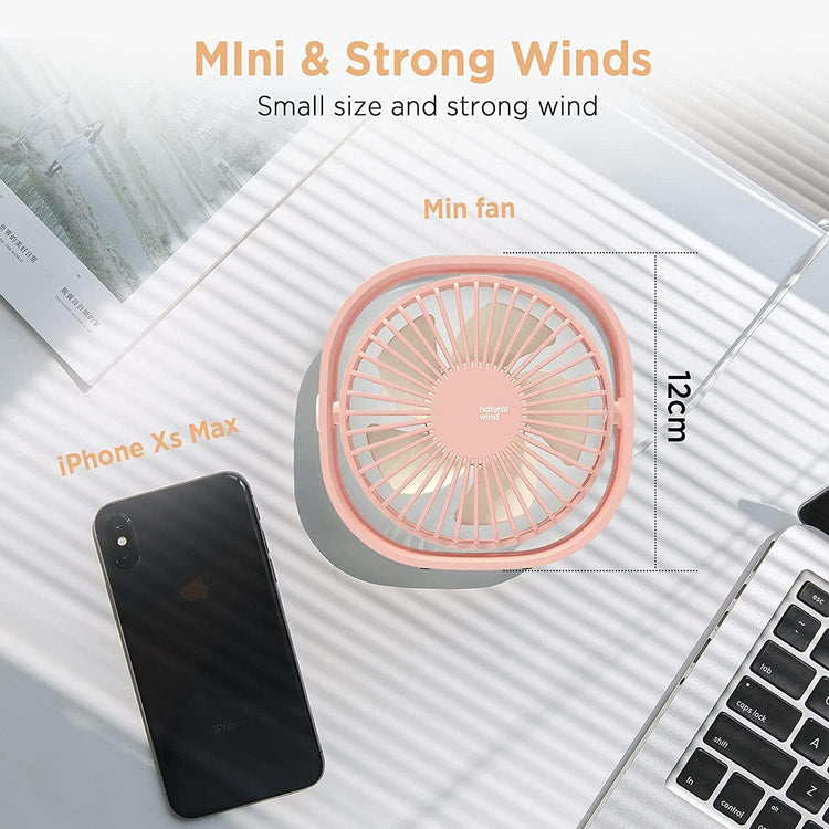 USB Small Desk Fan, Slumber Pod Fan [360°Rotatable Head &Powerful ] 3 Speeds Portable Personal Table Travel Fan for Sleeping Desk Cruise Ship Dorm Bedroom Office Office (No Battery)