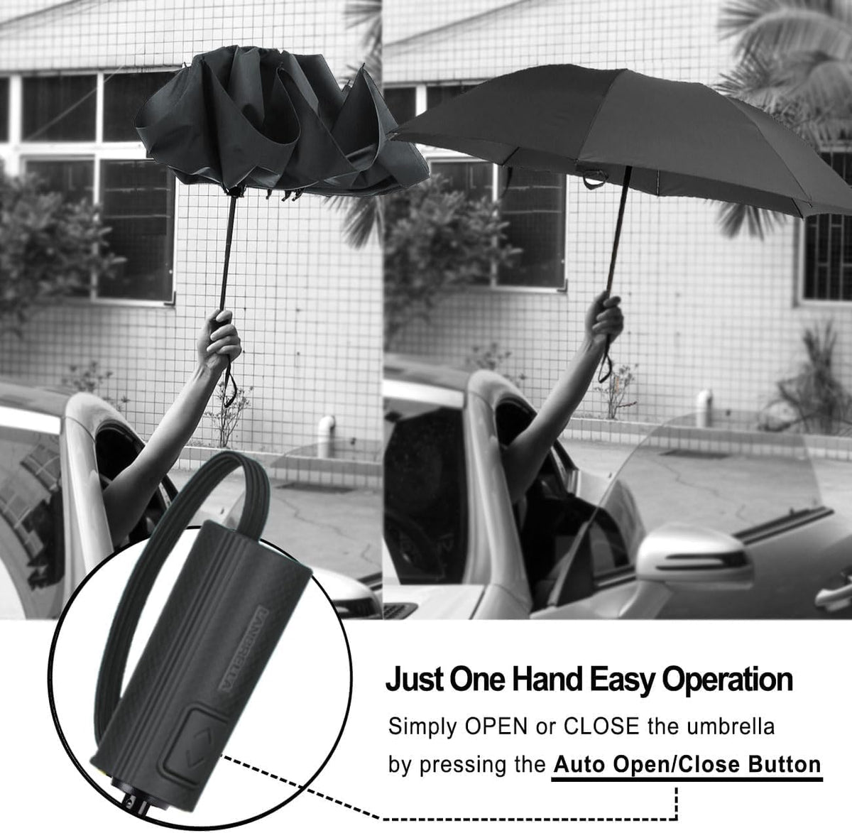 Compact Reverse Folding Umbrella Auto Windproof Travel Umbrella