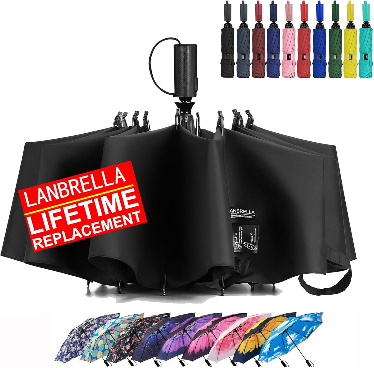 Compact Reverse Folding Umbrella Auto Windproof Travel Umbrella