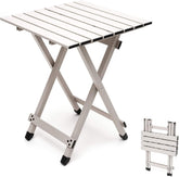 Folding Camping Table - Lightweight Aluminum Portable Picnic Table, 18.5X18.5X24.5 Inch for Cooking, Beach, Hiking, Travel, Fishing, BBQ, Indoor Outdoor Small Foldable Camp Tables