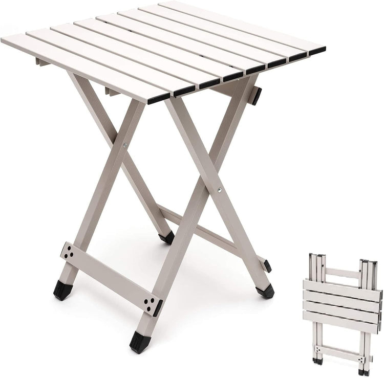 Folding Camping Table - Lightweight Aluminum Portable Picnic Table, 18.5X18.5X24.5 Inch for Cooking, Beach, Hiking, Travel, Fishing, BBQ, Indoor Outdoor Small Foldable Camp Tables