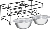 Elevated Dog and Cat Bowls - Decorative 6.5-Inch-Tall Raised Stand with 2 Stainless-Steel Food and Water Bowls - Hold 40Oz Each by  (Black)