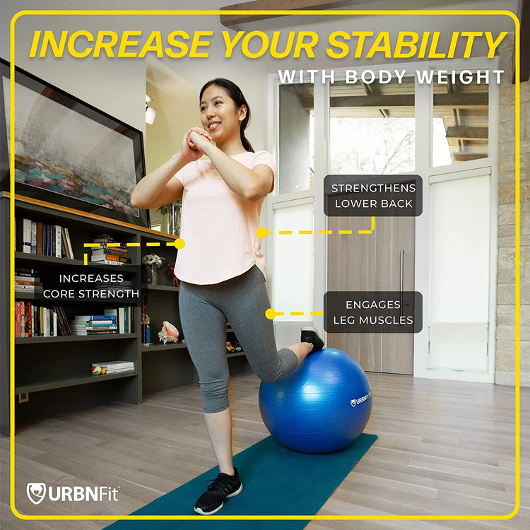 Exercise Ball - Yoga Ball in Multiple Sizes for Workout, Pregnancy, Stability - Anti-Burst Swiss Balance Ball W/Quick Pump - Fitness Ball Chair for Office, Home, Gym