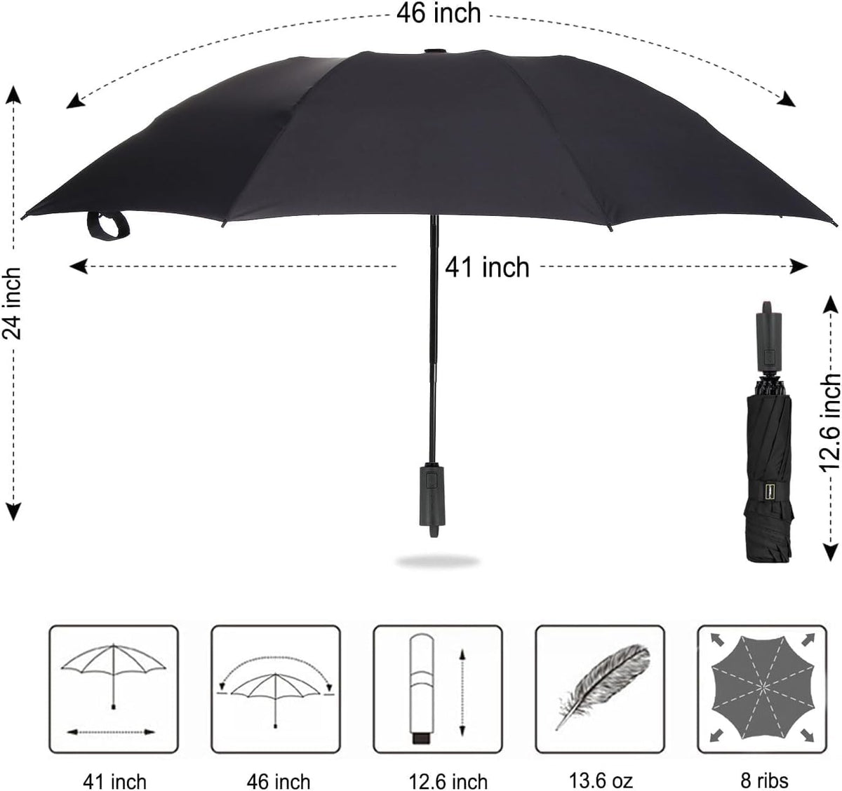 Compact Reverse Folding Umbrella Auto Windproof Travel Umbrella
